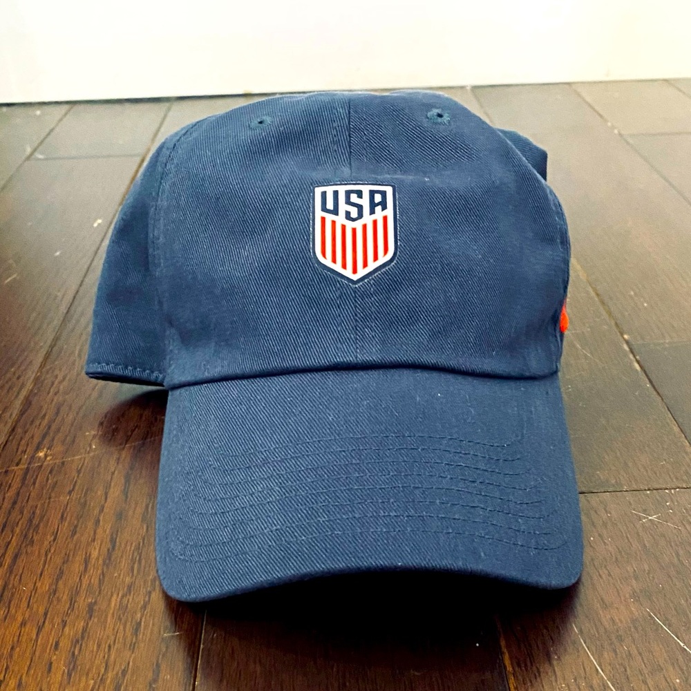 US Soccer Nike Heritage86 Adjustable Hat: navy blue, metal buckle closure